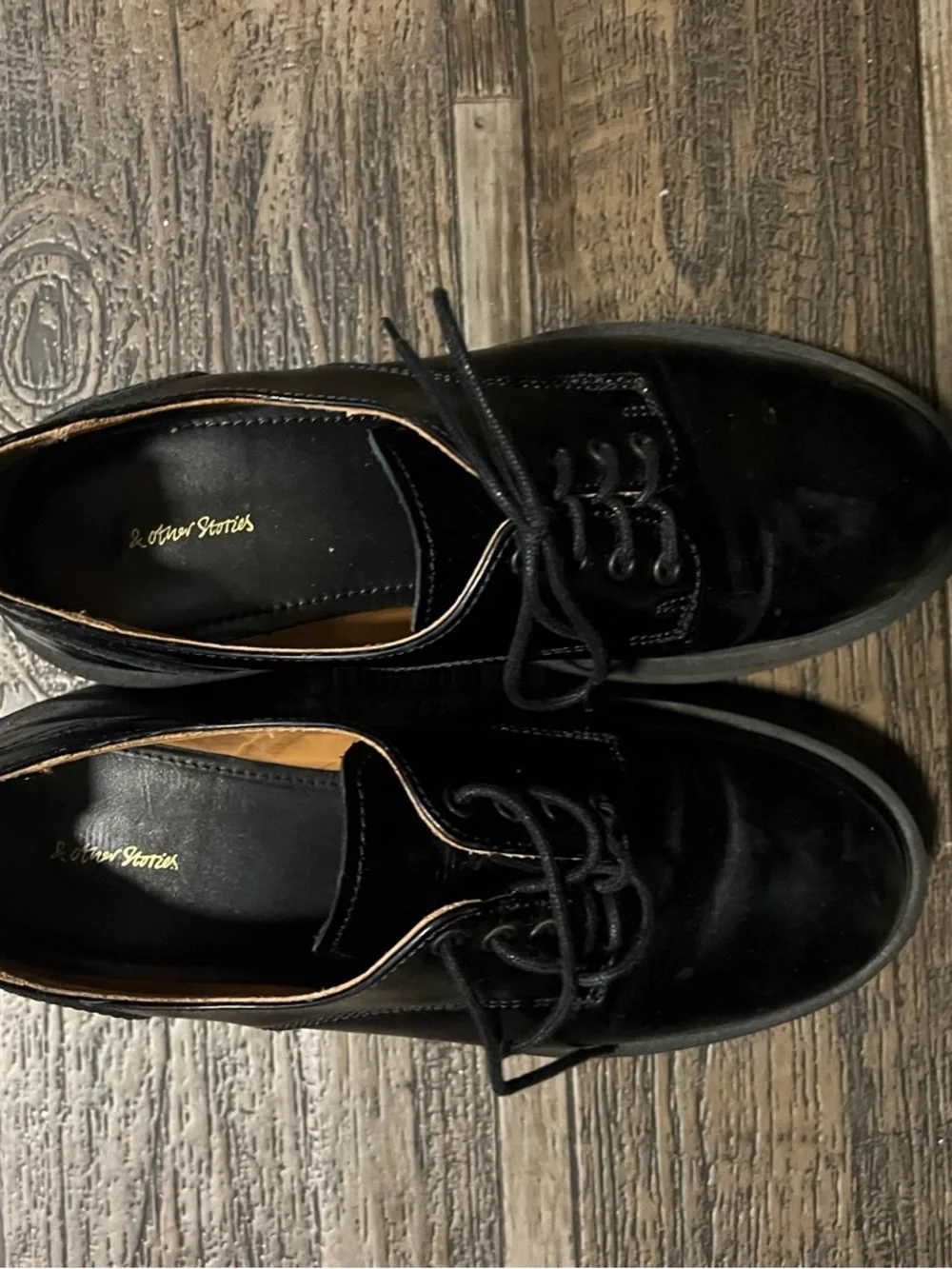 & Other Stories Black Leather Derby Shoes
